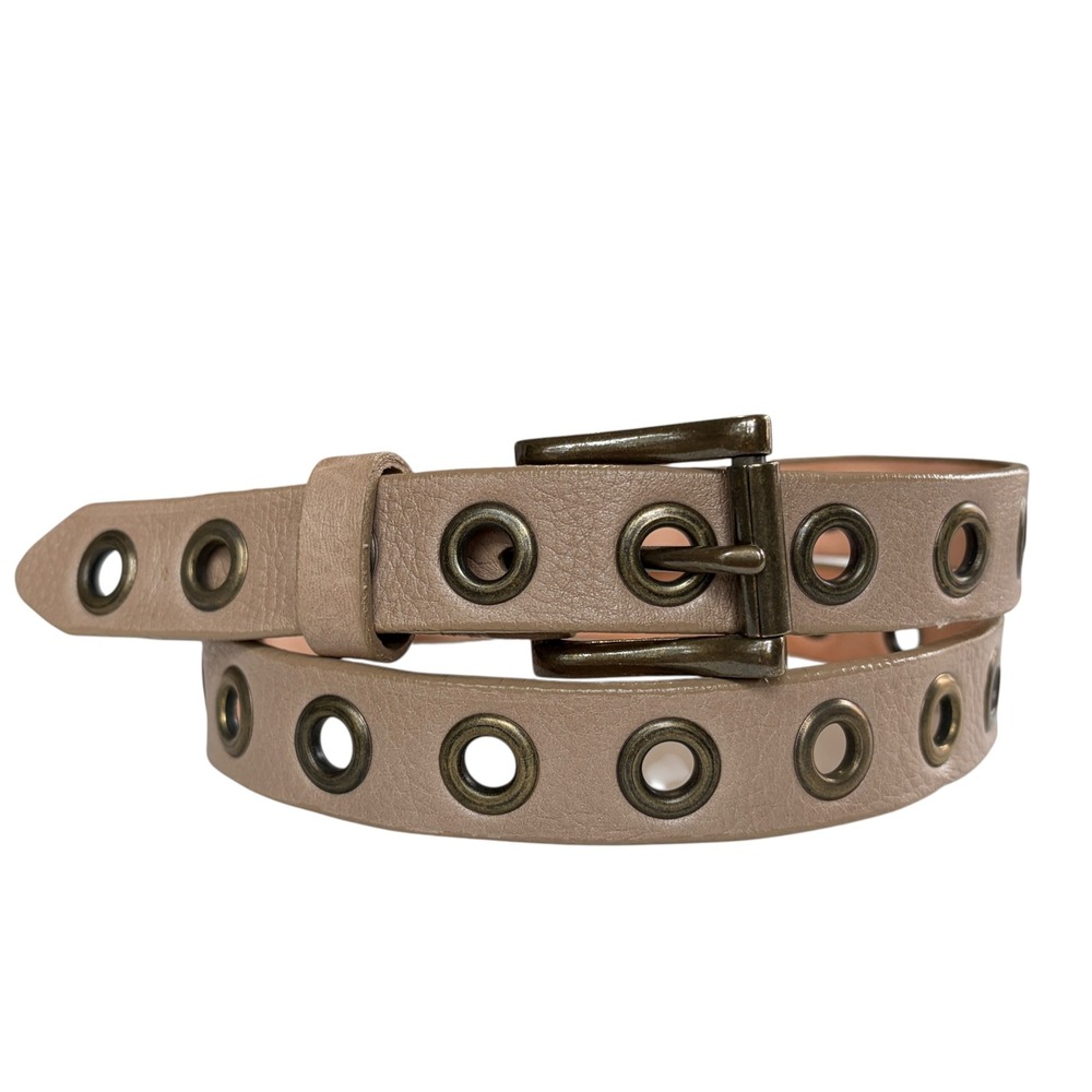 Brave Leather Belt Womens Grommet Eyelet Excellent Canada Pebbled Tan S/M Taupe